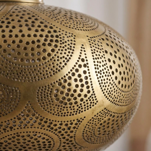 Moroccan Pendant Light – Filigree Brass Shadow-Casting Lamp Bedroom