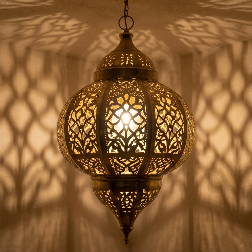 Filigree Brass Moroccan Lantern