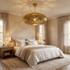 Brass Pendant Light – Moroccan Filigree Openwork Bedroom