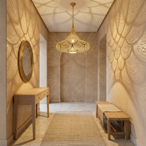 Boho Living Room Statement Lamp - Teardrop Silhouette