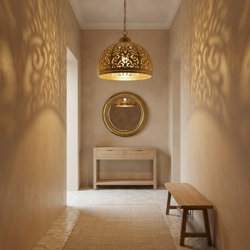 Dome Brass Moroccan Ceiling Light