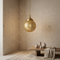 Authentic Solid Brass Globe Lamp – Hand-Hammered Moroccan Hanging Pendant Light with Intricate Filigree Design