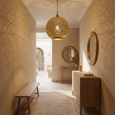 Moroccan Lantern – Brass Filigree