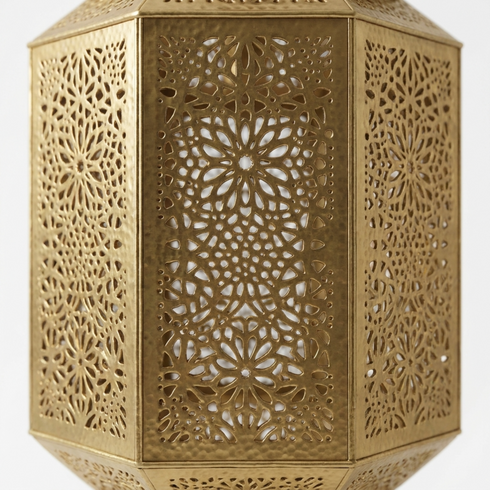 Geometric Brass Moroccan Lantern