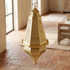 Authentic Moroccan Hanging Lamp - Gold Hand-Hammered Brass - Entryway Lantern