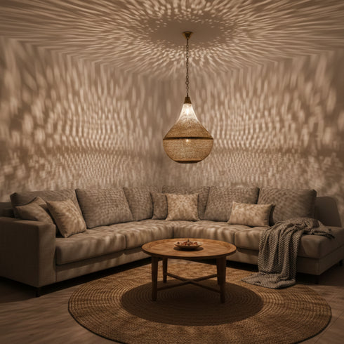 Moroccan Brass Pendant Light - Handcrafted Decoration