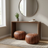 Handmade Moroccan Pouf - Brown Genuine Leather - Boho Chic Floor Seat - Hand-Stitched Embroidery