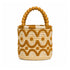 Beige and goldenrod embroidered raffia bucket bag by the sea, a summer resort handbag handmade in Morocco