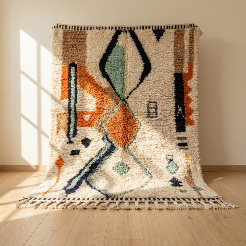 Beni Ourain Rug – Multicolor Diamond Wool Rug
