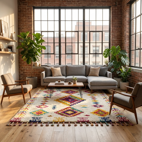 Azilal Rug – Multicolor Diamond Wool Berber Carpet