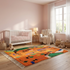 Azilal Rug – Orange Shaggy Striped Wool Rug