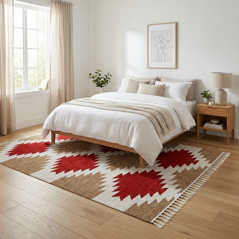 Handmade Moroccan Kilim Rug – Tribal Flatweave Wool Rug for Boho Home Decor