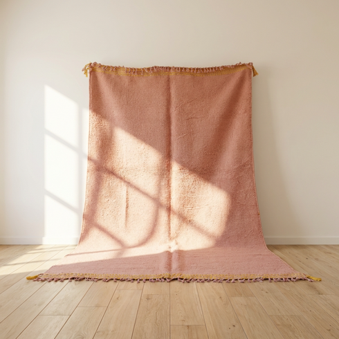 Salmon Flat-Weave Moroccan Rug | Kilim Boho Wool Carpet