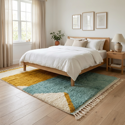 Beni Ourain Rug – Orange & Gray Tribal Wool Area Rug