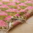 Boujaad Rug – Pink & Olive Shaggy Diamond Wool Rug