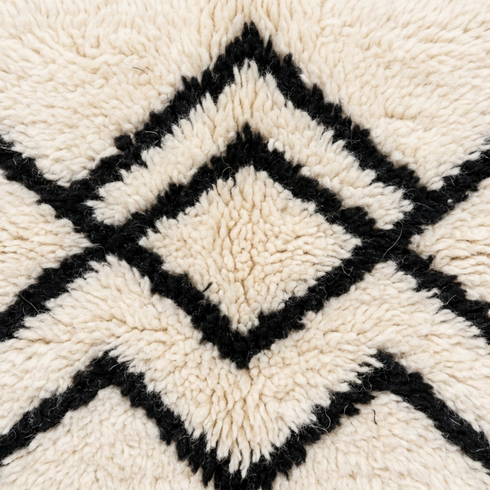 Minimalist Moroccan Rug - Flatweave Natural Wool - Scandi-Boho Geometric Decor