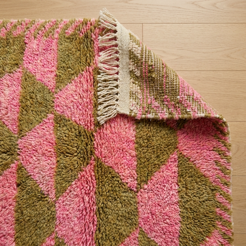 Handmade Boujaad Rug - Vibrant High Pile Wool - Modern Geometric Boho Area Rug