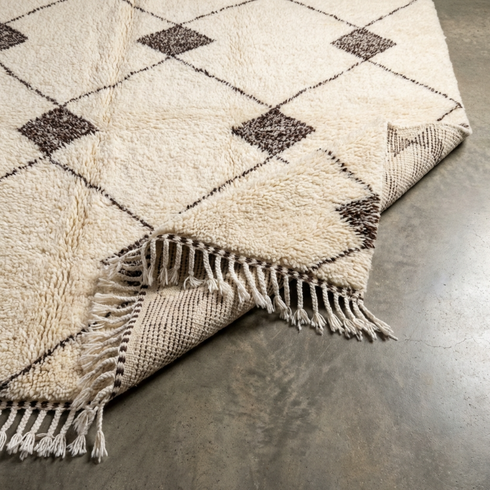 Authentic Beni Ourain Rug - High Pile Natural Wool - Modern Boho Decor