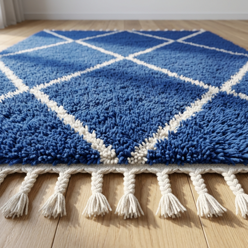 Blue Berber Rug - Moroccan Beni Ourain Wool Rug
