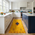 Vibrant Moroccan Kilim Rug - Flatweave Natural Wool Boho Decor - Mustard Yellow Tribal Motif