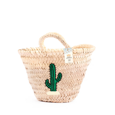 Chic Cactus Embroidered Straw Basket Bag – Summer Vacation Vibes!