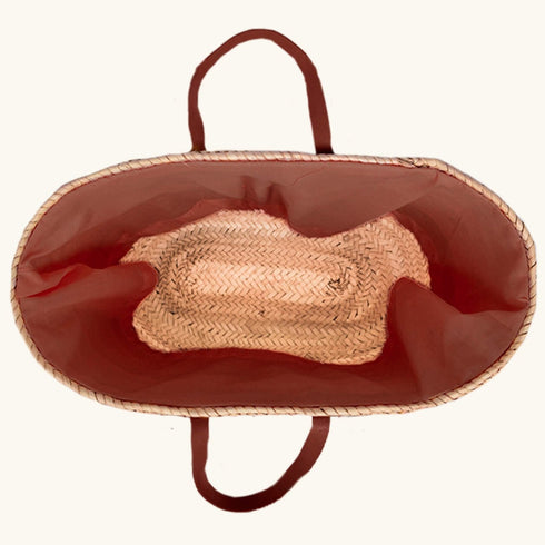 Large Straw Basket with Small Leather Handle - Handcrafted Moroccan Storage Solution