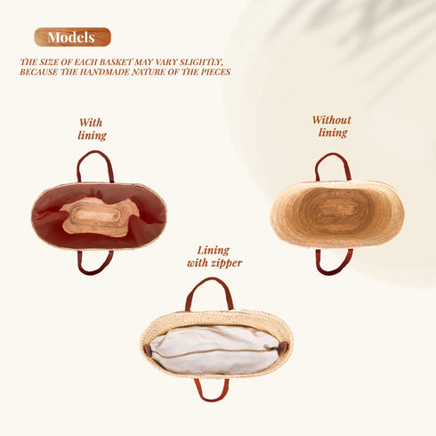 Large Straw Basket with Small Leather Handle - Handcrafted Moroccan Storage Solution