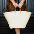 Large Straw Basket with Small Leather Handle - Handcrafted Moroccan Storage Solution
