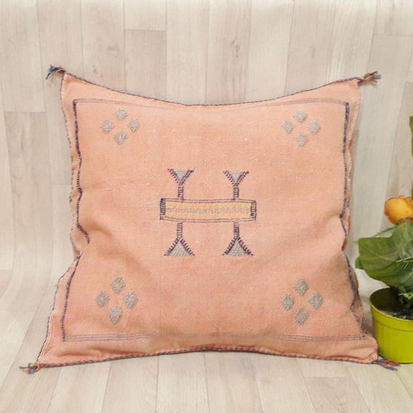 Handmade Orange Cactus Silk Pillow Cover – Sabra Cushion (SP 1008)