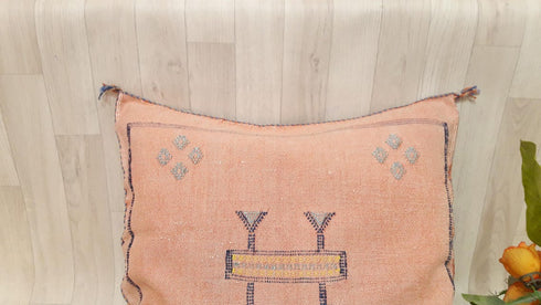 Handmade Orange Cactus Silk Pillow Cover – Sabra Cushion (SP 1008)