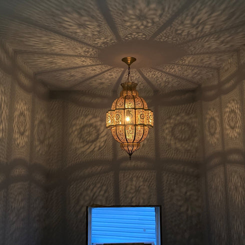 Exquisite Moroccan Elegance: Handcrafted Brass Chandelier Light (PL 1022)