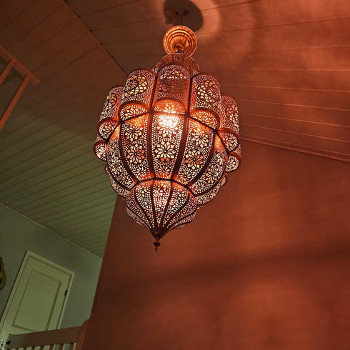 Exquisite Moroccan Elegance: Handcrafted Brass Chandelier Light (PL 1022)