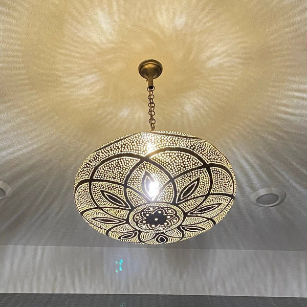 Filigree Moroccan Chandelier – Brass Openwork Lamp