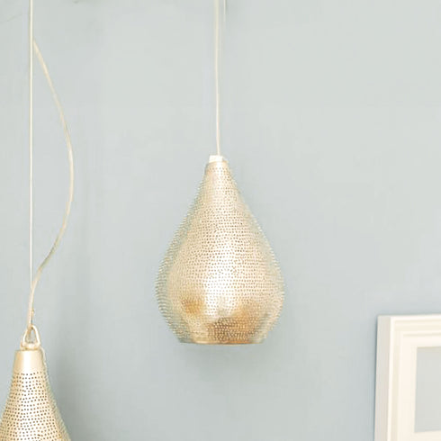 Elegant Moroccan Brass Chandelier - Handmade Silver Pendant Light (PL 1049)