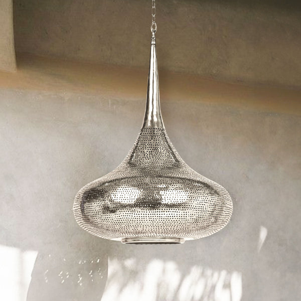 Handmade Moroccan Chandelier – Brass Dome Openwork Statement Light