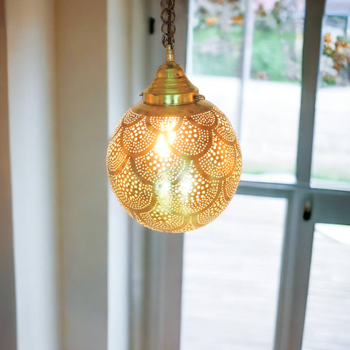 Moroccan Brass Chandelier Hanging Light | Moroccan Lamp & Ceiling Lamp (PL 1046)