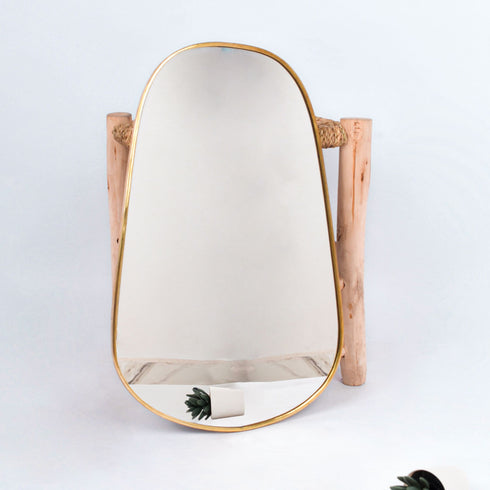 Gilded Asymmetry: Gold-Framed Mirror for Irregular Room Decor (MR 1008)