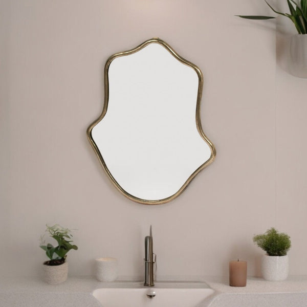 Unique Moroccan Handmade Brass Mirror | Irregular Asymmetrical Design (1008)