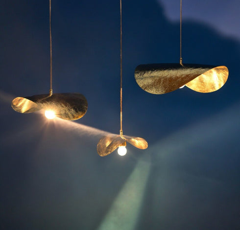 Leaf Brass Pendant Light - Minimalist Moroccan Brass Ceiling Lamp (PL 1038)