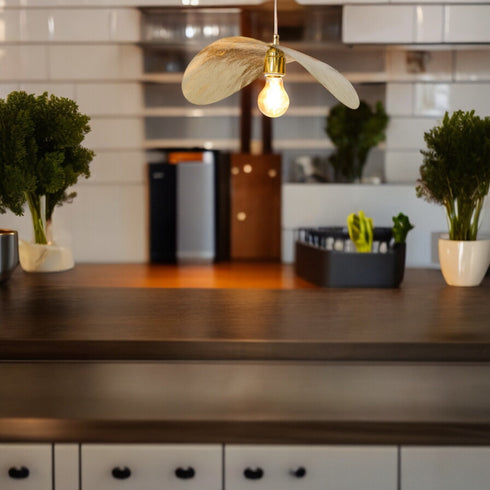 Leaf Brass Pendant Light - Minimalist Moroccan Brass Ceiling Lamp (PL 1038)