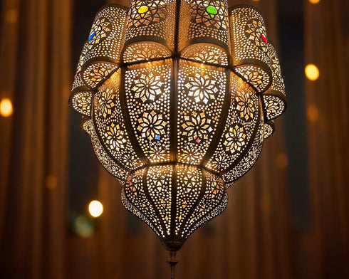 Large Handmade Moroccan Brass Pendant Lamp - Exquisite Chandelier Lighting (PL 1031)