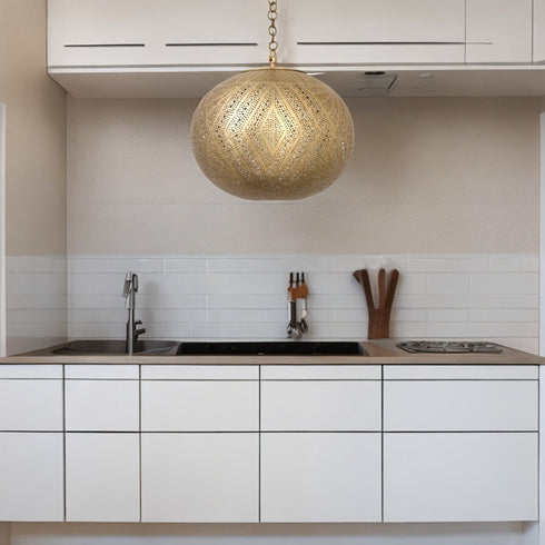 Handcrafted Moroccan Black Pendant Light - Brass Lampshade for Authentic Home Decor (PL 1036)