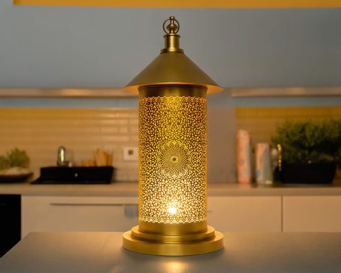 Elegant Moroccan Brass Table Lamp - Bedside & Floor Lighting (TL 1012)