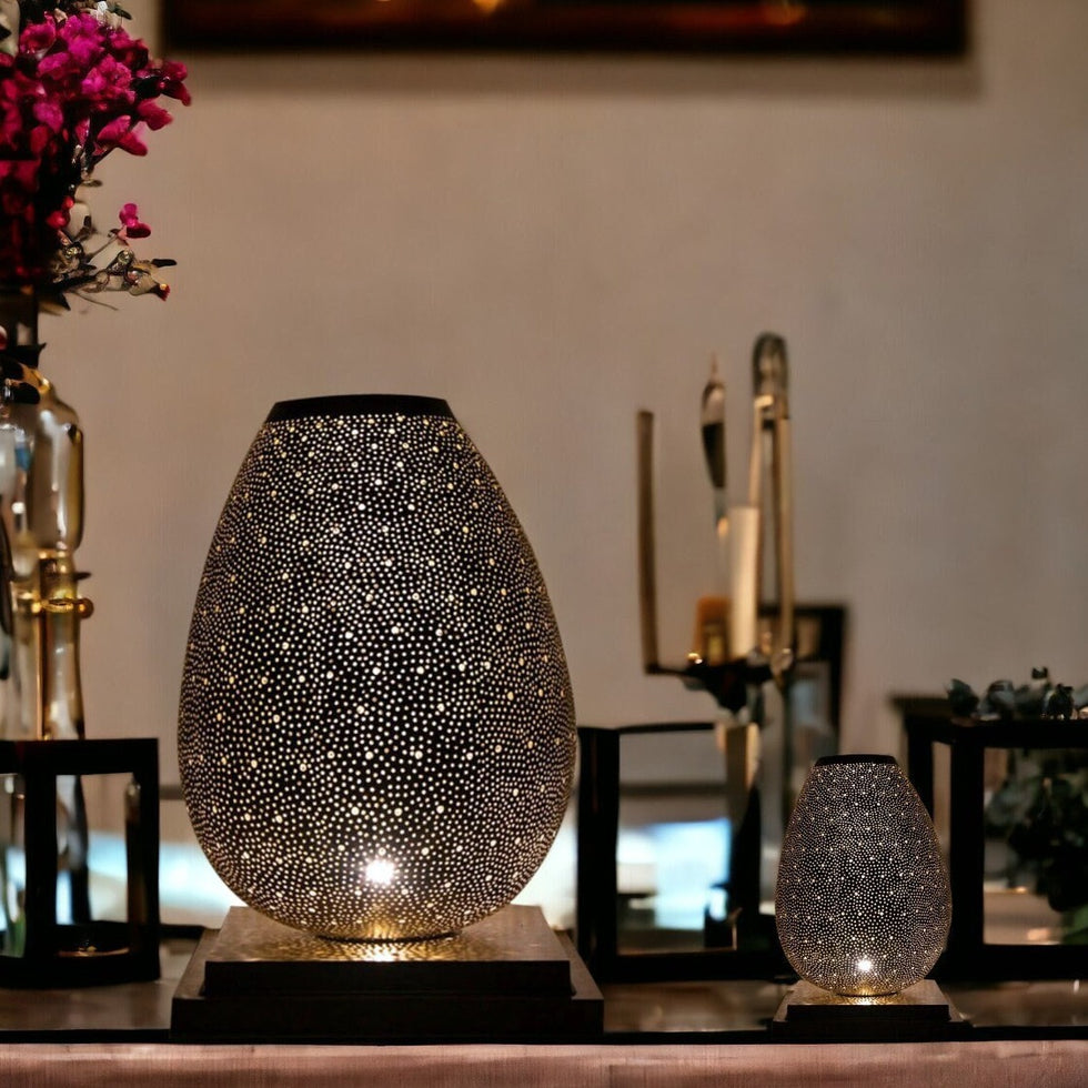 Moroccan Table Lamp – Filigree Openwork Brass Lamp Living Room