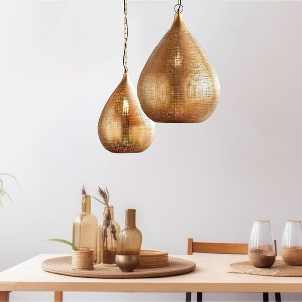 Moroccan Chandelier – Filigree Brass Openwork Lamp Dining Room