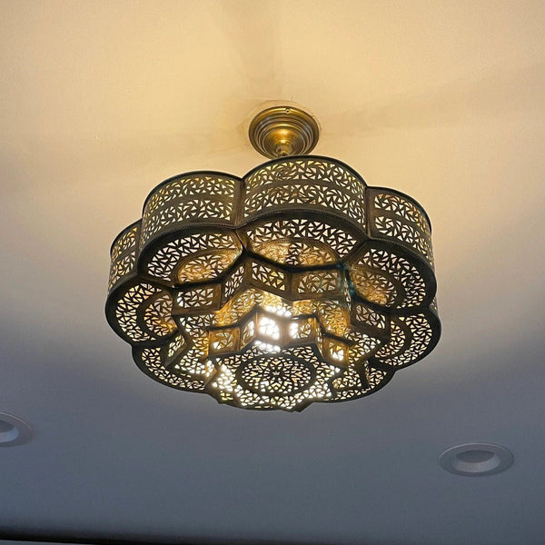Brass Pendant Light – Moroccan Filigree Openwork Handmade