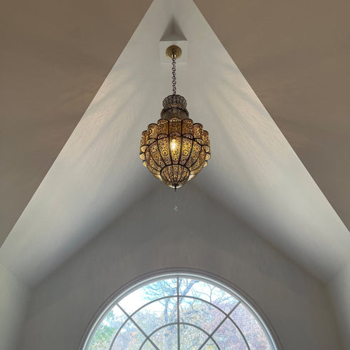 Exquisite Moroccan Elegance: Handcrafted Brass Chandelier Light (PL 1022)