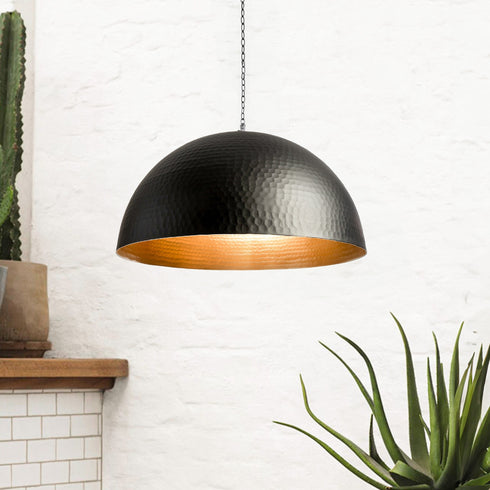 Moroccan Brass Black Pendant Light - Art Deco Hanging Ceiling Lamp (PL 1045)