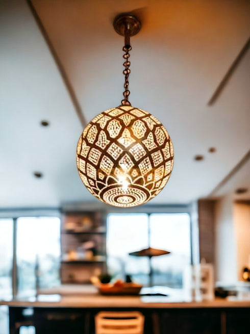 Moroccan Brilliance: Brass Ball Pendant Light Chandelier (PL 1021)