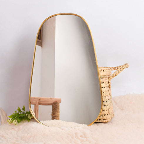 Gilded Asymmetry: Gold-Framed Mirror for Irregular Room Decor (MR 1008)